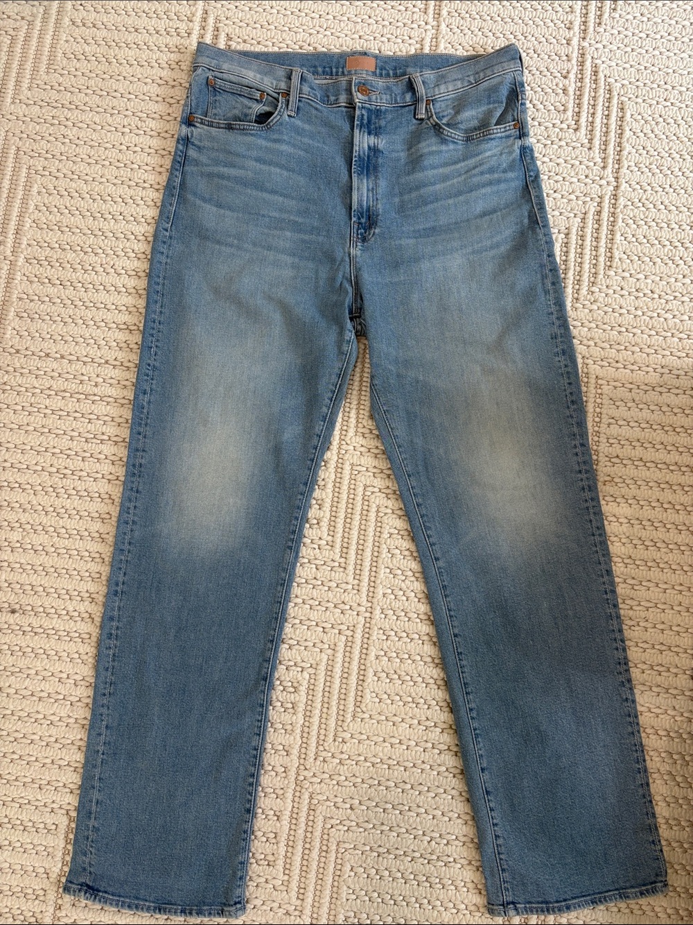 MOTHER The Ditcher Zip Light Blue High-Rise Denim Jeans